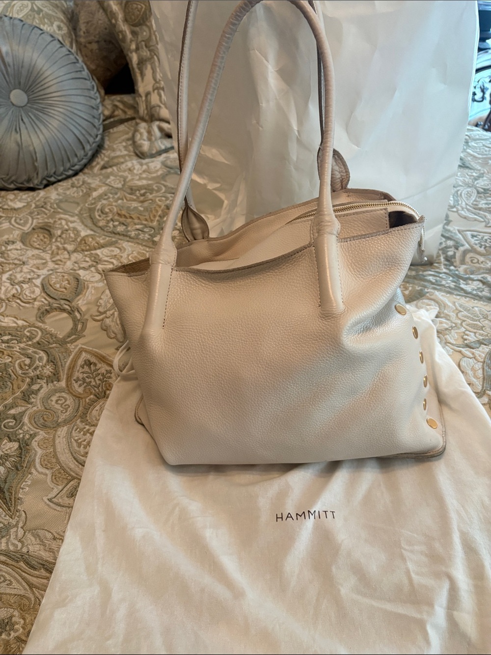 Hammitt Pebbled Leather Tote in Cream